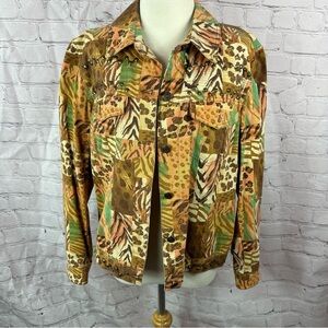 stonebridge signature animal print patchwork denim cotton Jacket sz large
